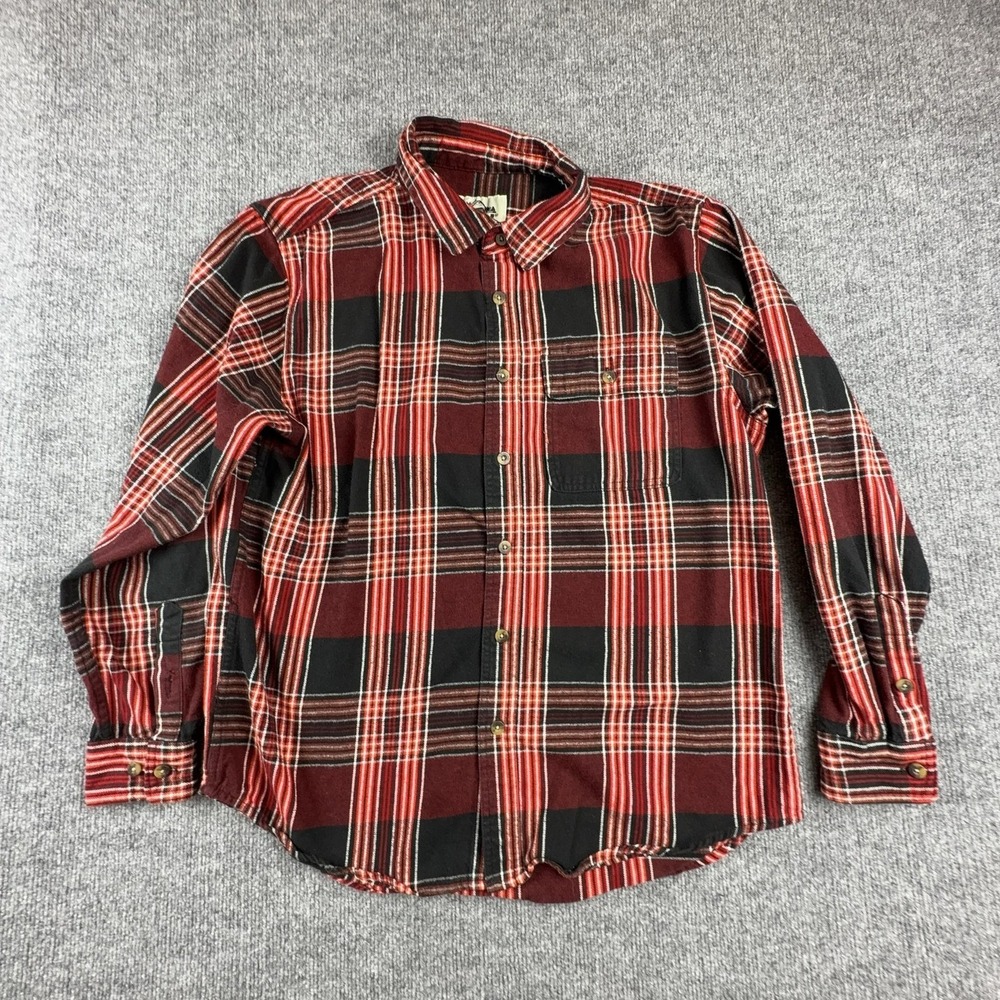 Old Mill Shirt Mens Large Red Plaid Flannel Long Sleeve Button Up Pockets Casual